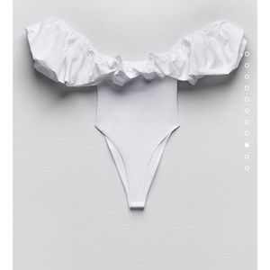 Zara White Bodysuit Size M